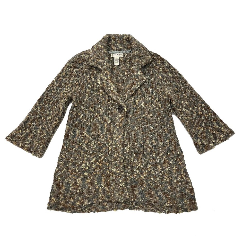 Susan Bristol Cardigan Sweater Womens 1X Boucle Mohair Alpaca Wool Jacket